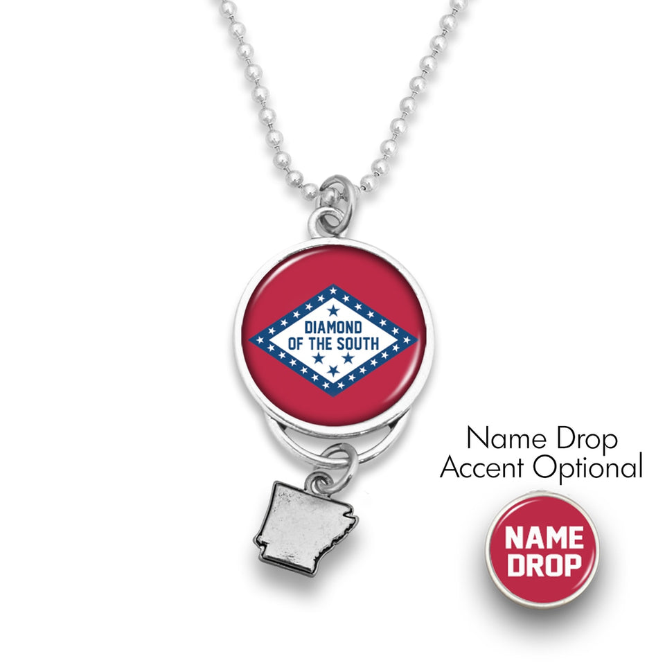Arkansas State Pride ''Car Charm- Diamond Of The South Rearview Mirror Charm'' Necklace
