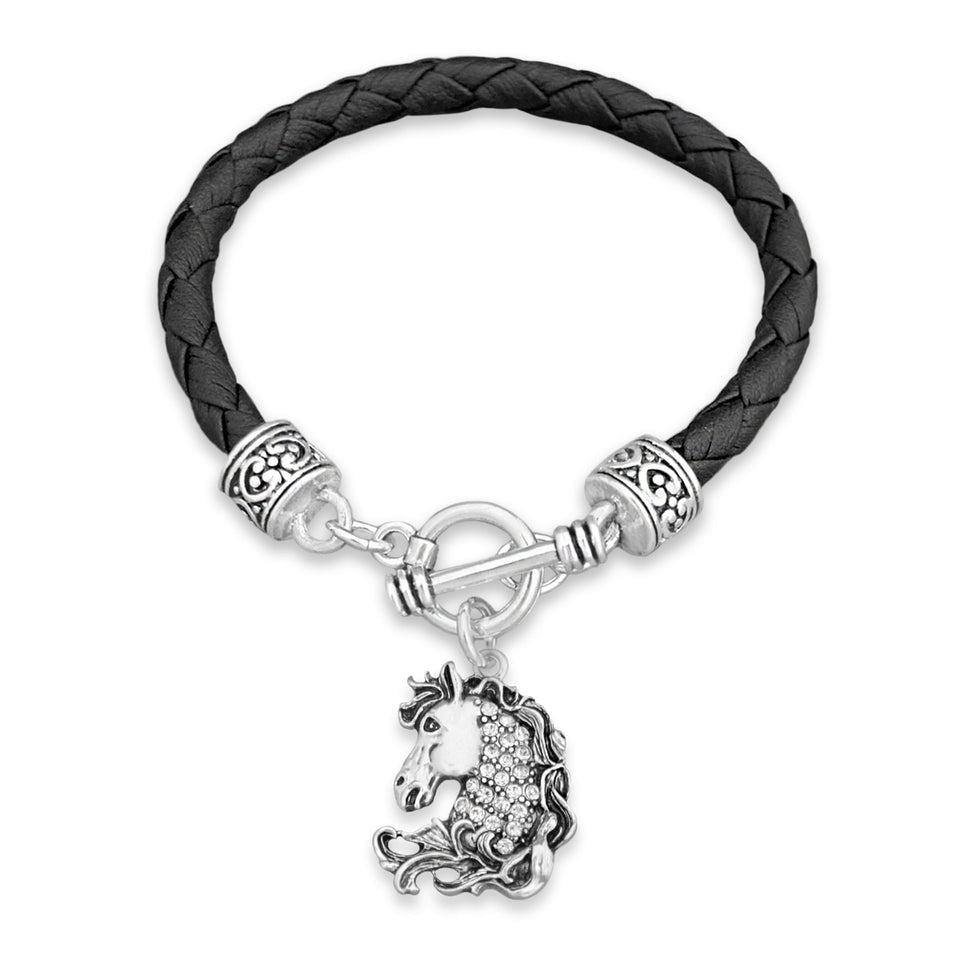 Country Girl Collection Western Horse Leather Bracelet