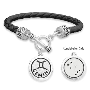 Gemini Zodiac Constellation Leather Bracelet