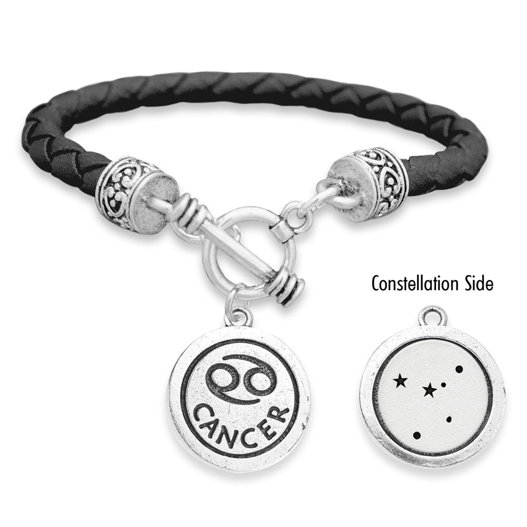 Cancer Zodiac Constellation Leather Bracelet