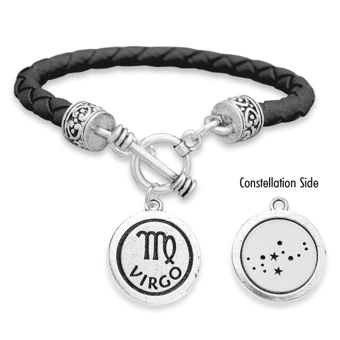 Virgo Zodiac Constellation Leather Bracelet