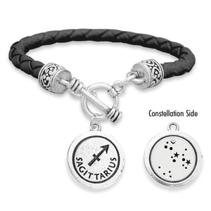 Sagittarius Zodiac Constellation Leather Bracelet