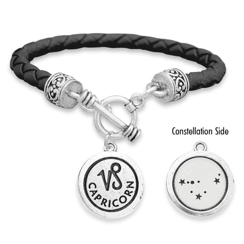 Capricorn Zodiac Constellation Leather Bracelet