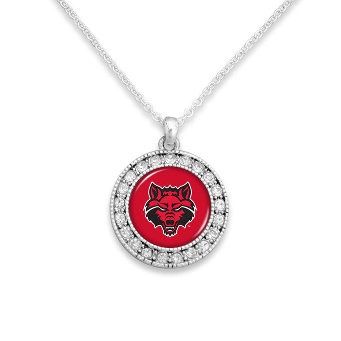 Arkansas State Red Wolves Kenzie Round Crystal Charm Necklace