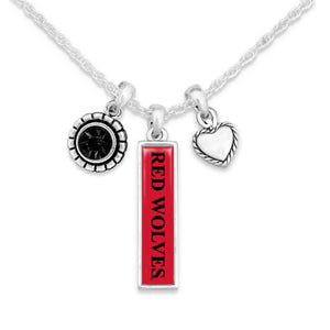 Arkansas State Red Wolves Triple Charm Necklace
