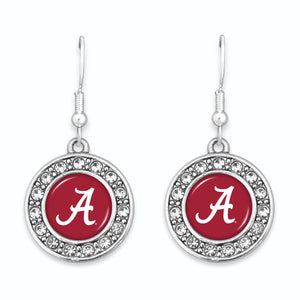 Alabama Crimson Tide Abby Girl Round Crystal Earrings