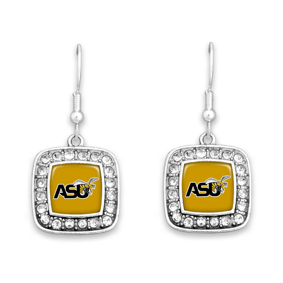 Alabama State Hornets Square Crystal Charm Kassi Earrings