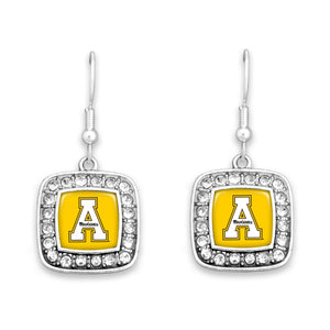 Appalachian State Mountaineers Square Crystal Charm Kassi Earrings