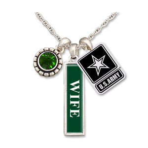 U.S. Army Triple Charm Necklace for Wife
