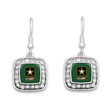 U.S. Army Crystal Square Charm Earrings