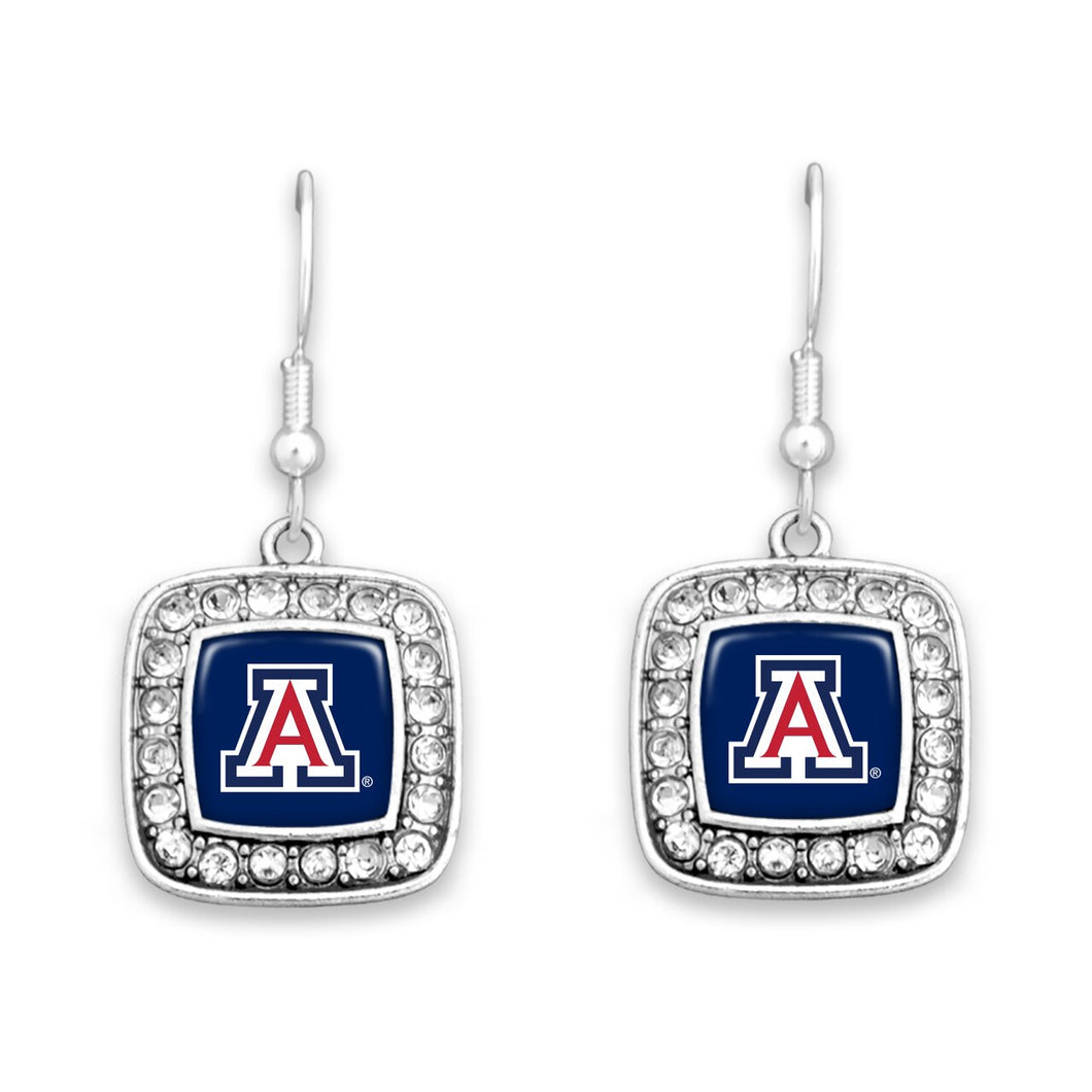 Arizona Wildcats Square Crystal Charm Kassi Earrings