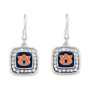 Auburn Tigers Square Crystal Charm Kassi Earrings