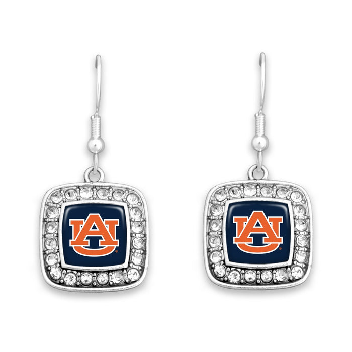 Auburn Tigers Square Crystal Charm Kassi Earrings