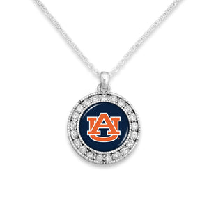 Auburn Tigers Kenzie Round Crystal Charm Necklace