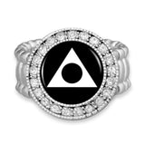 Al-Anon Stretchy Ring Crystal Round Charm