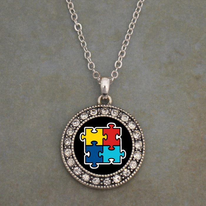 Autism Awareness Crytal Charm Necklace