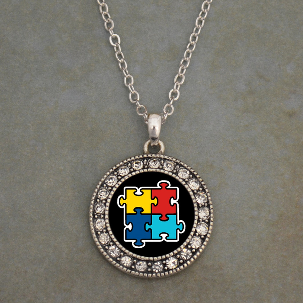 Autism Awareness Crytal Charm Necklace