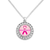 Breast Cancer Awareness Round Crystal Necklace
