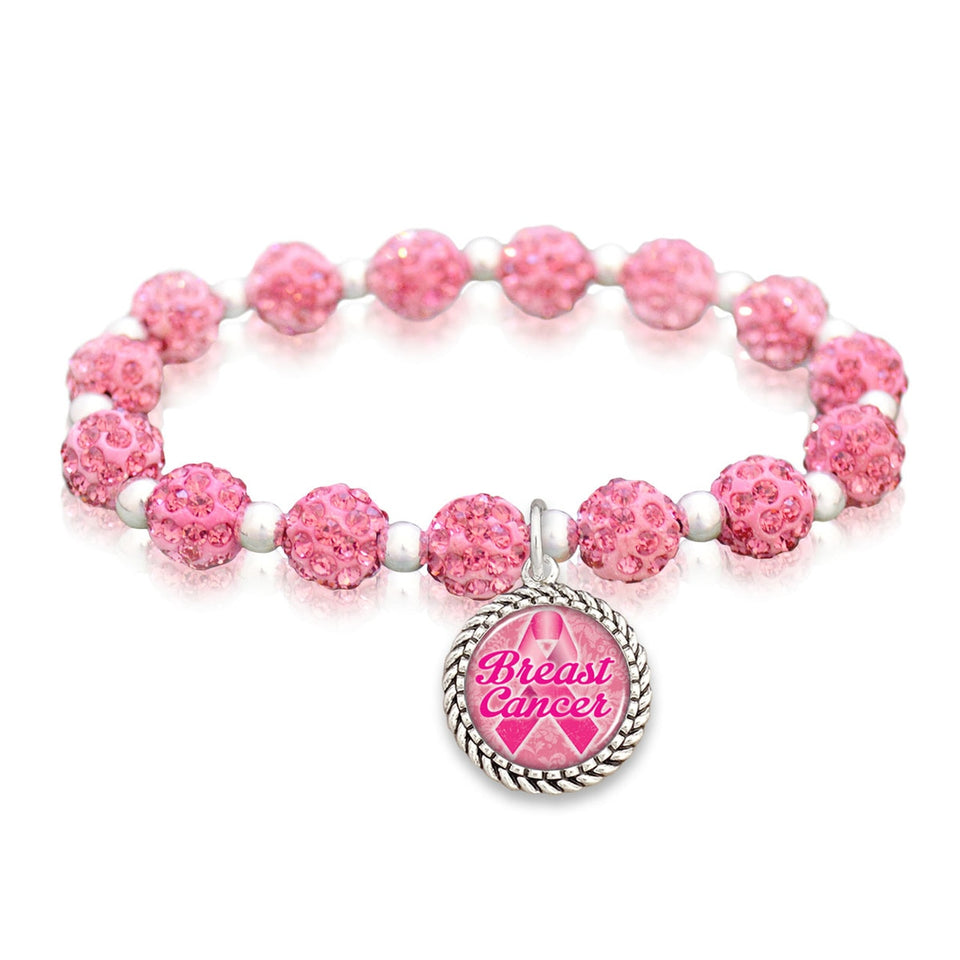 Breast Cancer Awareness Sparkle Stretch Beaded Bracelet
