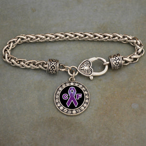 Cystic Fibrosis Awareness Braided Clasp Crystal Charm Bracelet