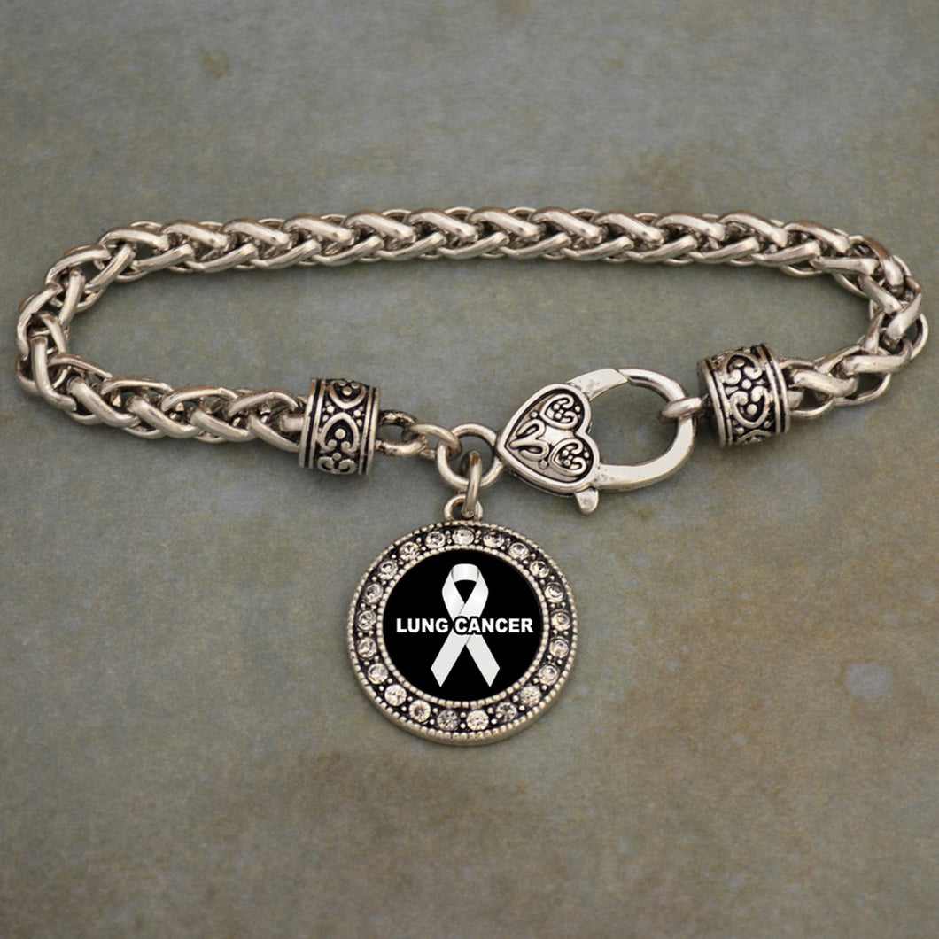 Lung Cancer Awareness Braided Clasp Bracelet