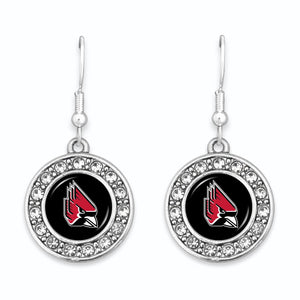 Ball State Cardinals Abby Girl Round Crystal Earrings
