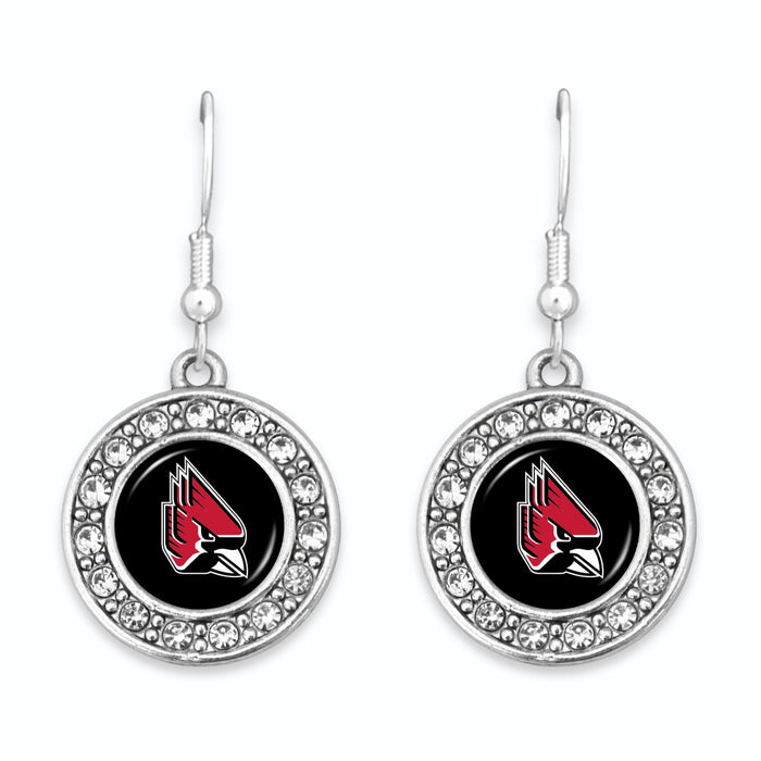 Ball State Cardinals Abby Girl Round Crystal Earrings