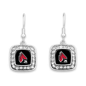 Ball State Cardinals Square Crystal Charm Kassi Earrings