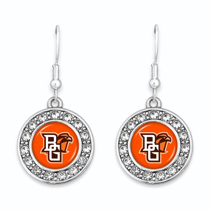 Bowling Green State Falcons Abby Girl Round Crystal Earrings