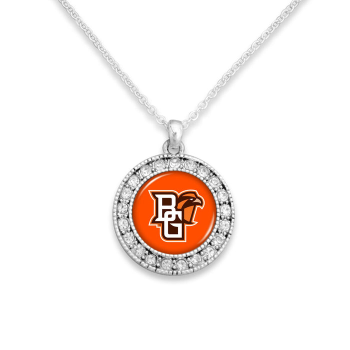 Bowling Green State Falcons Kenzie Round Crystal Charm Necklace