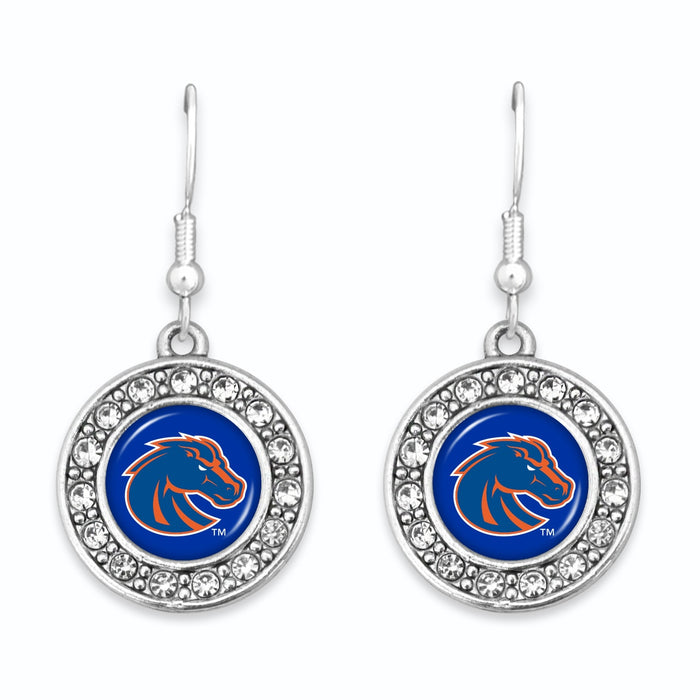 Boise State Broncos Abby Girl Round Crystal Earrings