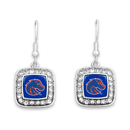 Boise State Broncos Square Crystal Charm Kassi Earrings