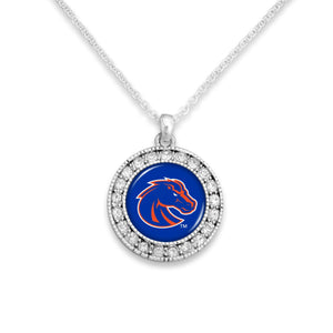 Boise State Broncos Kenzie Round Crystal Charm Necklace