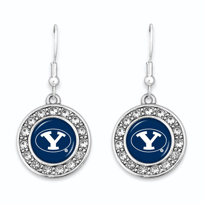 BYU Cougars Abby Girl Round Crystal Earrings