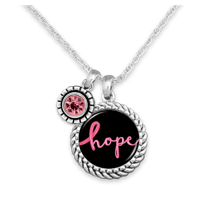 Breast Cancer Hope Crystal Olivia Necklace