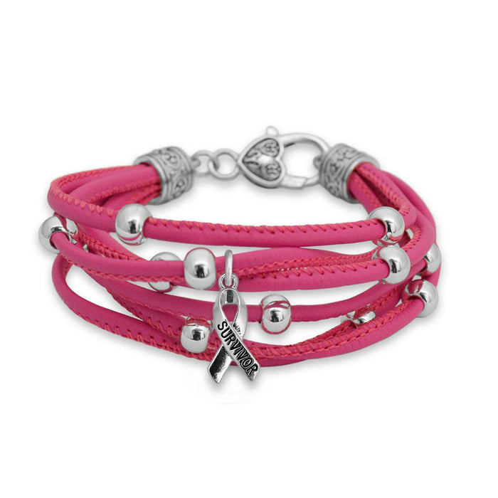 Breast Cancer Lindy Bracelet With Survivor Ribbon Accent Charm