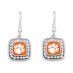 Clemson Tigers Square Crystal Charm Kassi Earrings