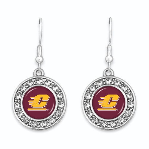 Central Michigan Chippewas Abby Girl Round Crystal Earrings