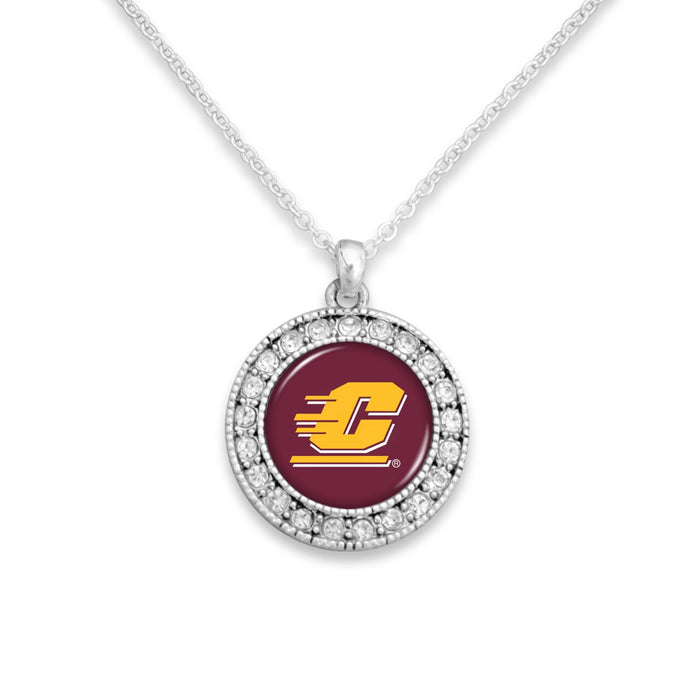 Central Michigan Chippewas Kenzie Round Crystal Charm Necklace