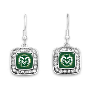 Colorado State Rams Square Crystal Charm Kassi Earrings