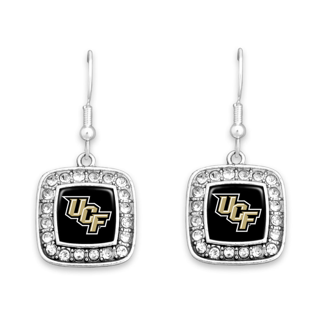 Central Florida Knights Square Crystal Charm Kassi Earrings