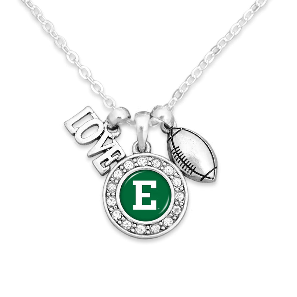 Eastern Michigan Eagles Football, Love and Logo Necklace