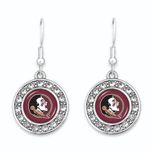 Florida State Seminoles Abby Girl Round Crystal Earrings
