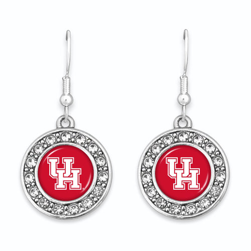 Houston Cougars Abby Girl Round Crystal Earrings
