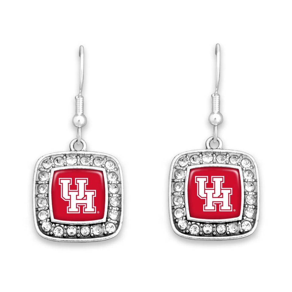 Houston Cougars Square Crystal Charm Kassi Earrings