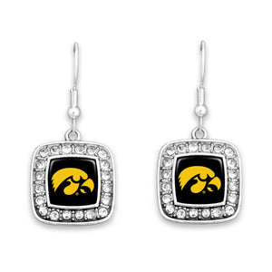 Iowa Hawkeyes Square Crystal Charm Kassi Earrings