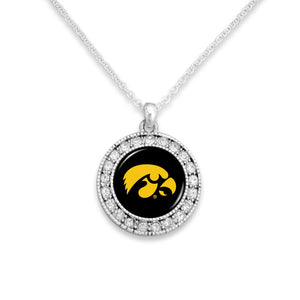Iowa Hawkeyes Kenzie Round Crystal Charm Necklace