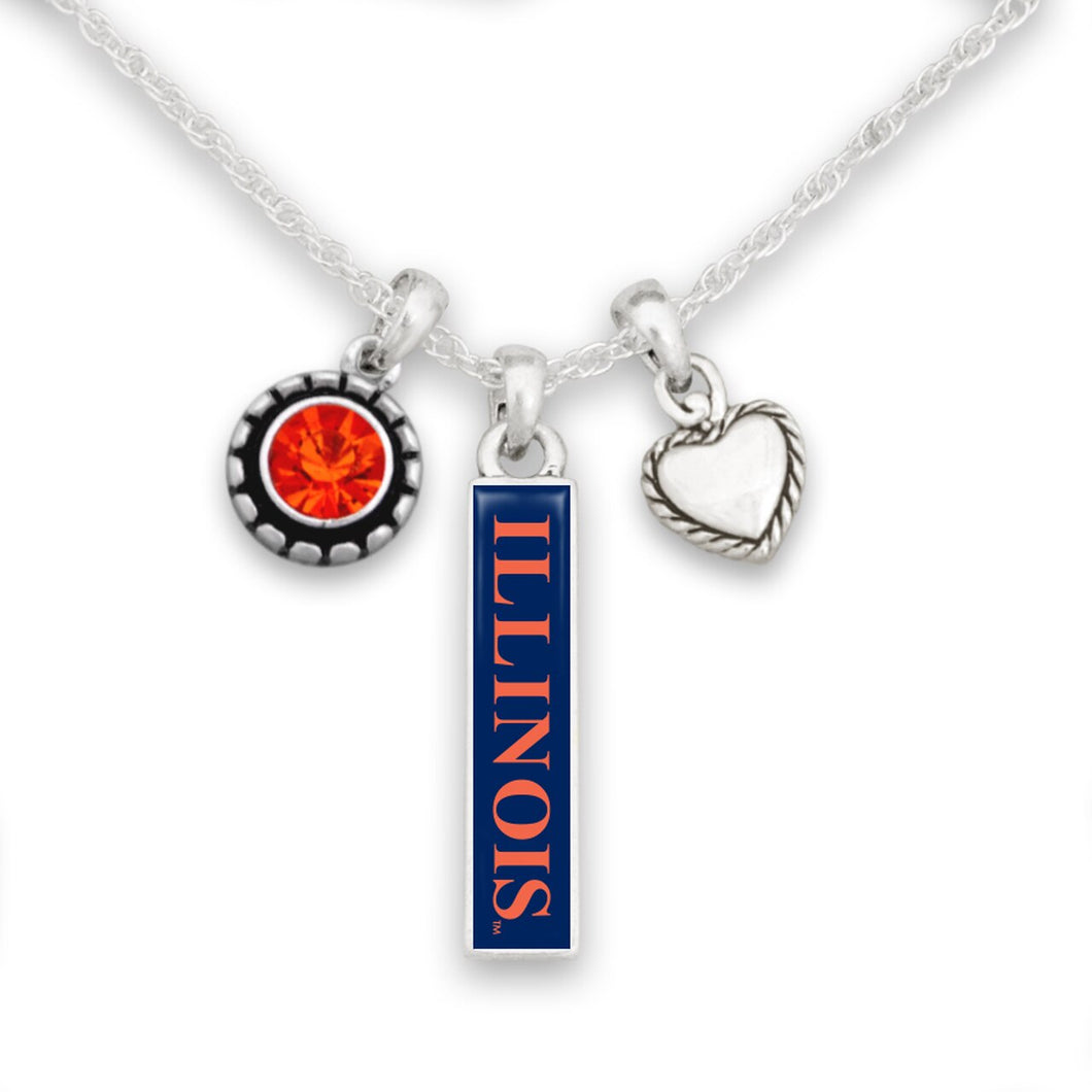 Illinois Illinis Triple Charm Necklace