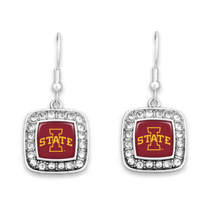 Iowa State Cyclones Square Crystal Charm Kassi Earrings