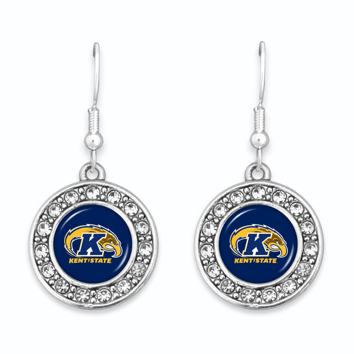 Kent State Golden Flashes Abby Girl Round Crystal Earrings